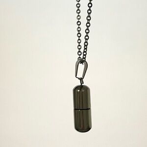 Necklace chain+charm- PILL open n’ close with surprise inside - for use storage
